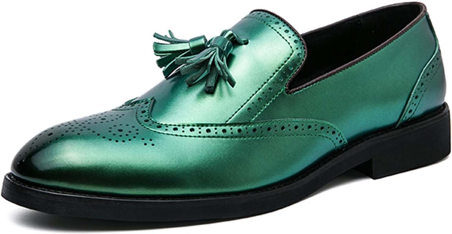 

Мужские лоферы Penny, модные заостренные повседневные туфли для ночного клуба, танцев, слипоны из кожи, легкие, дышащие, с кисточками, деловые офисные формальные туфли Generic, зеленый