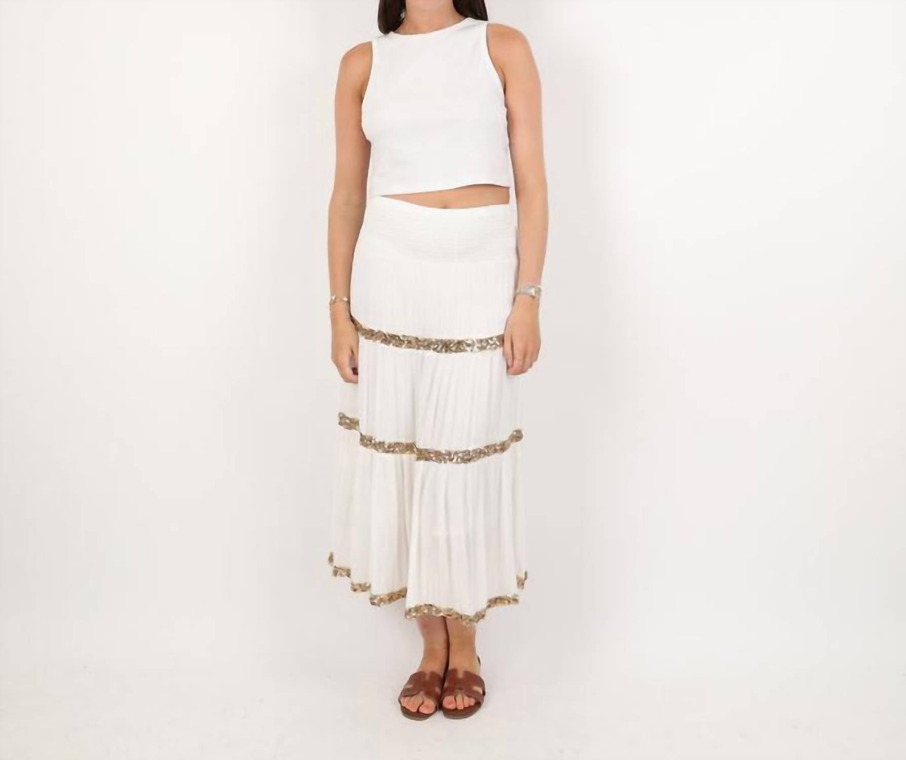 

Rose & Rose Юбка в полоску с пайетками, белая