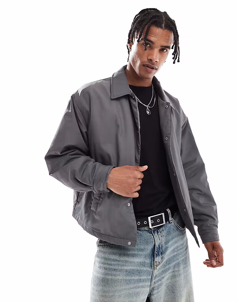 

Укороченная куртка свободного кроя ASOS DESIGN темно-серого цвета, Серый, Укороченная куртка свободного кроя ASOS DESIGN темно-серого цвета