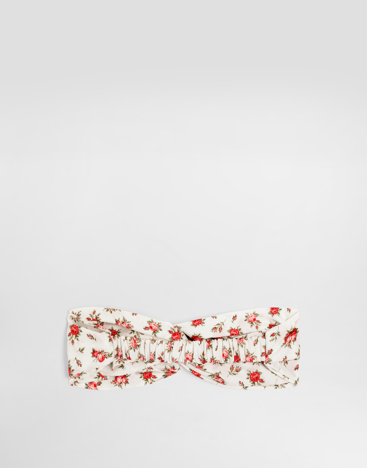 Маленькая плетеная повязка на голову из поплина с принтом в виде роз DOLCE & GABBANA, мультиколор — фото 2