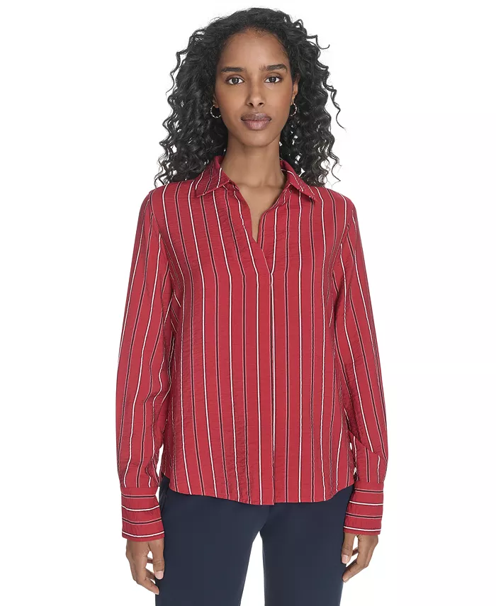 

Женский полосатый топ с длинными рукавами Tommy Hilfiger, красный