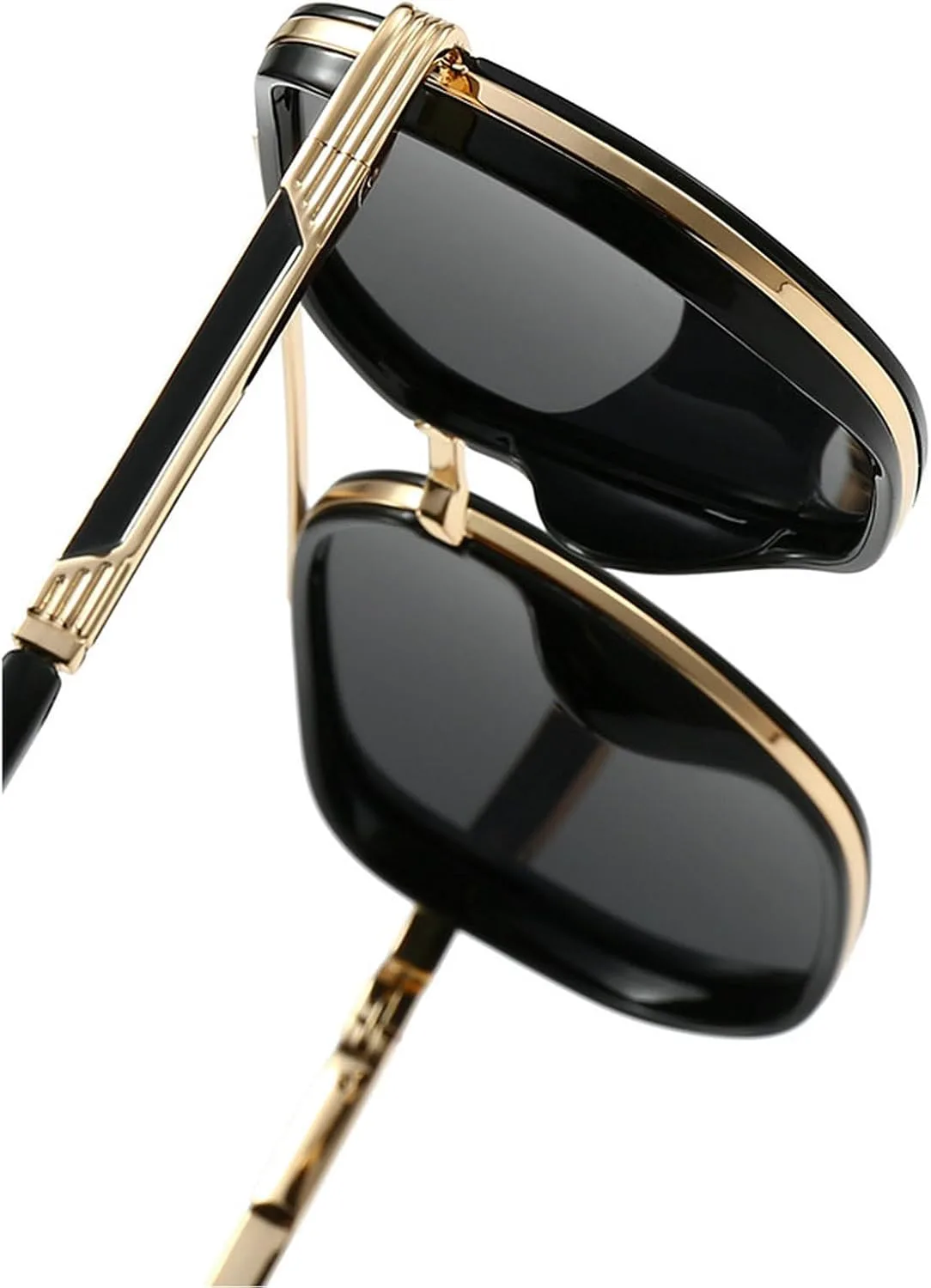 

Винтажные поляризованные солнцезащитные очки для мужчин, квадратная металлическая оправа, модный аксессуар для активного отдыха, двухлучевой дизайн mincl, Black