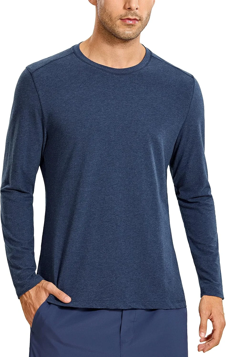 

CRZ YOGA Мужская футболка с длинным рукавом из легкого пима хлопка, свободный крой