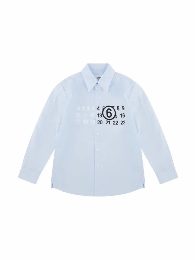 

Хлопковая рубашка с логотипом MM6 MAISON MARGIELA, синий