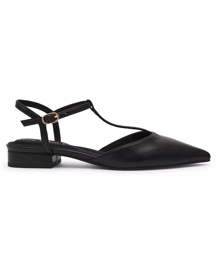 Женские балетки Emily с Т-образным ремешком и открытой пяткой Anne Klein, черный — фото 2