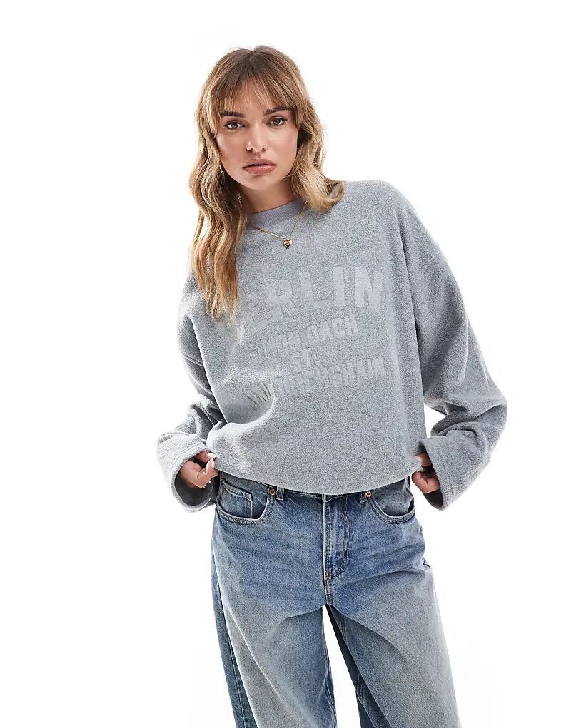

Толстовка с тисненым рисунком Берлина в сером мелановом цвете ASOS DESIGN