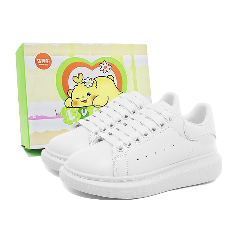 

Budding Bear Скользоустойчивые, износостойкие, дышащие, поддерживающие, увеличивающие рост низкие кеды для скейтбординга унисекс - белая кожаная пятка, цвет White Leather Heel Tab[Box]