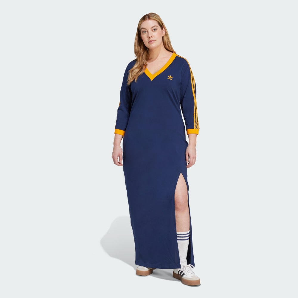 

Платье Adidas Adicolor Classics 3-Stripes V-Neck Maxi Dress (Plus Size), цвет Night Indigo/Crew Orange