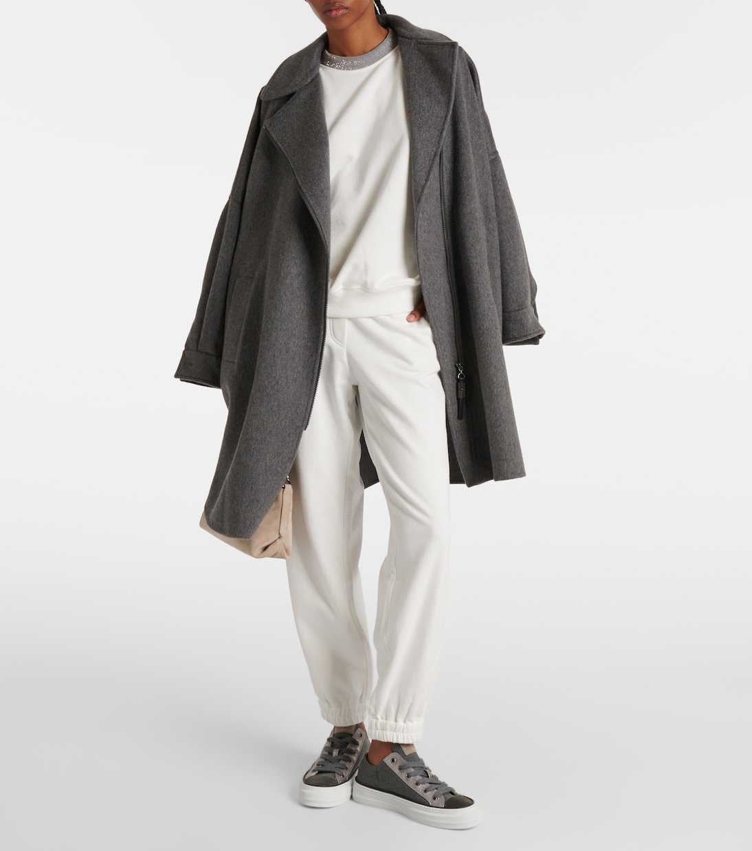 Спортивные брюки из хлопкового джерси Brunello Cucinelli, белый — фото 2