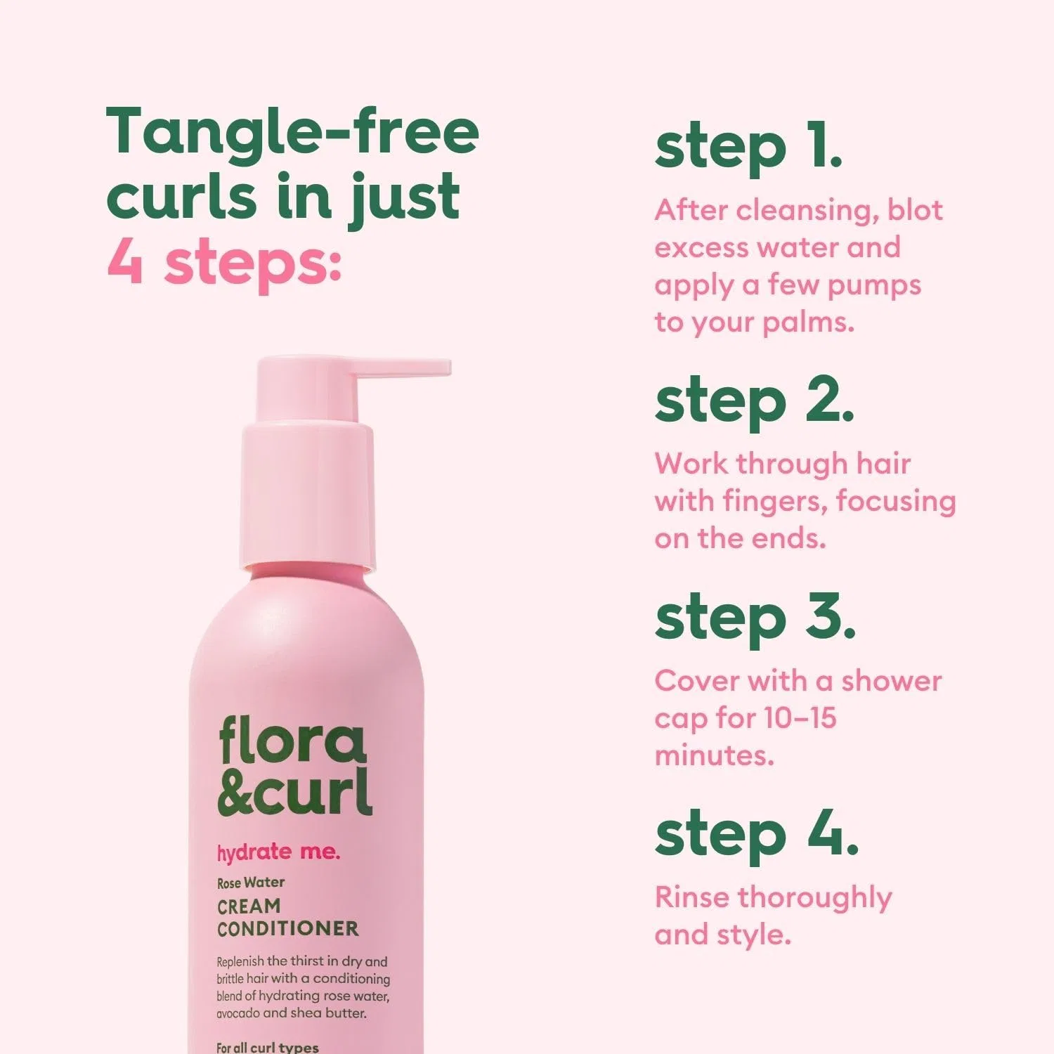 Крем-кондиционер Flora & Curl Rose Water & Honey для вьющихся волос, 300 мл ‎Flora & Curl — фото 4
