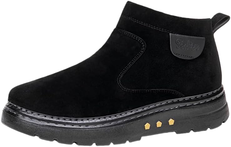 

Мужские зимние ботинки для снега, ботильоны с меховой подкладкой, теплые зимние ботинки, синтетическая кожа, боковая молния, модные ботинки, теплые и морозоустойчивые повседневные снежные обувь Hhhchpm, черный