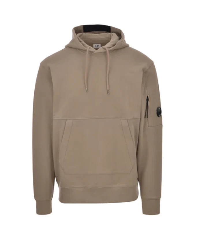

Толстовка с капюшоном из флиса с диагональным рельефным рисунком и линзой C.P. Company, бежевый