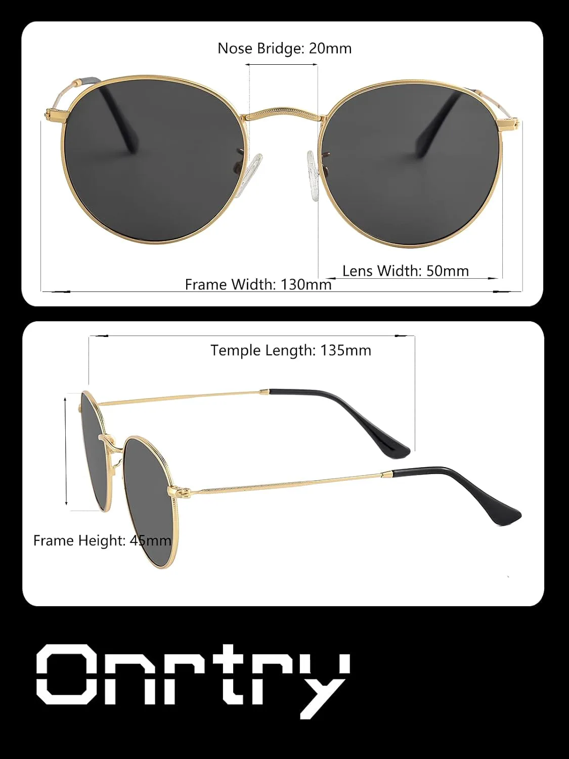 

Небольшие круглые поляризованные солнцезащитные очки для мужчин и женщин в классической круглой металлической оправе, комплект из 2 штук Onrtry, Z1 Gold/Black