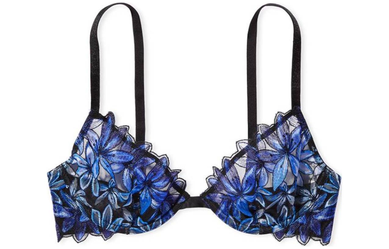 

VICTORIA'S SECRET Бюстгальтер Женский Черно-синий Цветочный