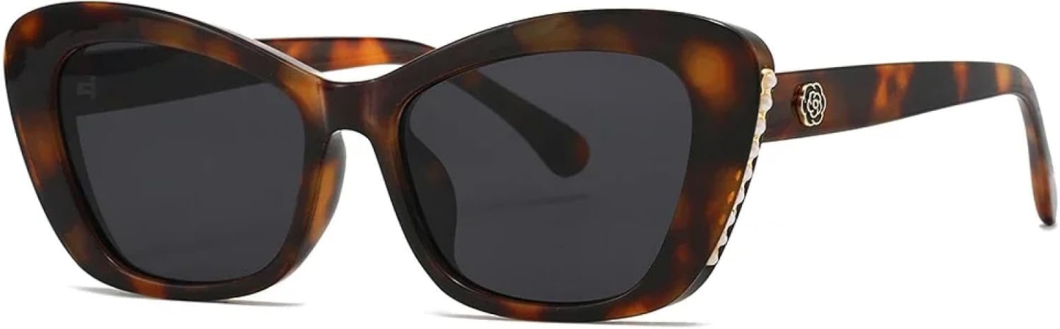 

Солнцезащитные очки «кошачий глаз» в крупной оправе, роскошные винтажные солнцезащитные очки, популярные очки с заклепками и защитой от УФ-излучения UV400 TYUVIVO, Leopard Black