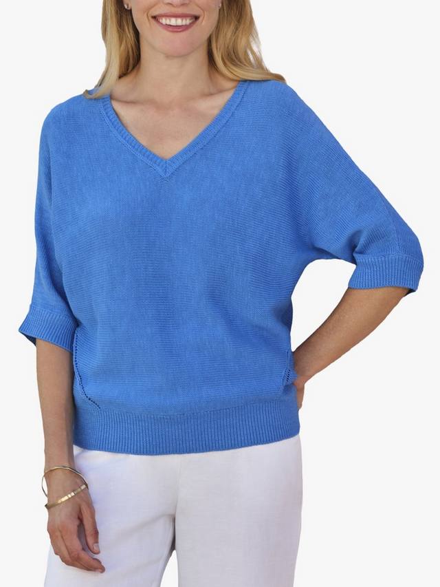 

Джемпер с v-образным вырезом из льняной смеси Pure Collection, цвет Bright Blue