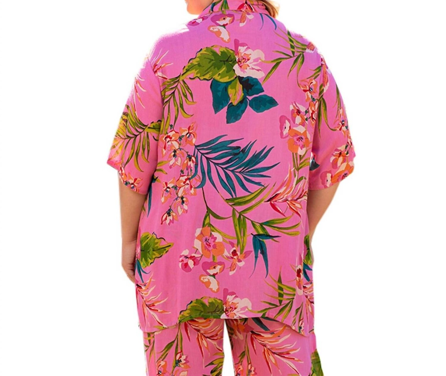 

Рубашка Ibiza с коротким рукавом - Plus In Pink Palms On The Plus Side