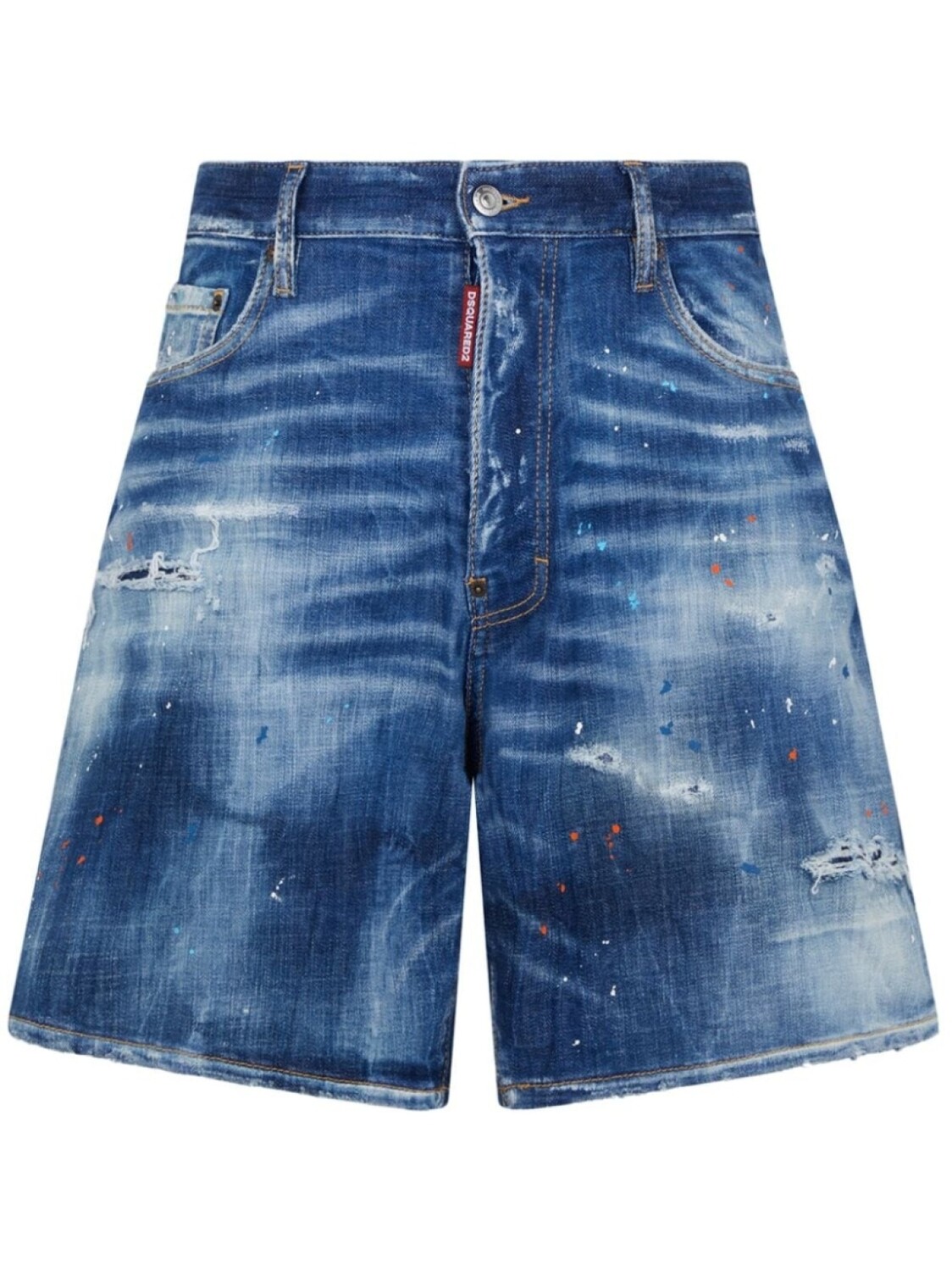 

Dsquared2 paint-splatter denim shorts, синий