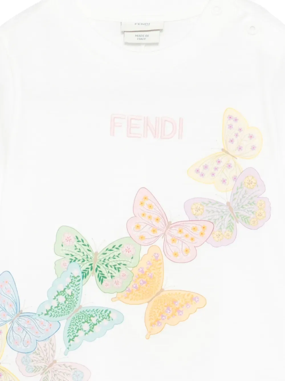 Футболка с принтом бабочек Fendi Kids, белый — фото 3