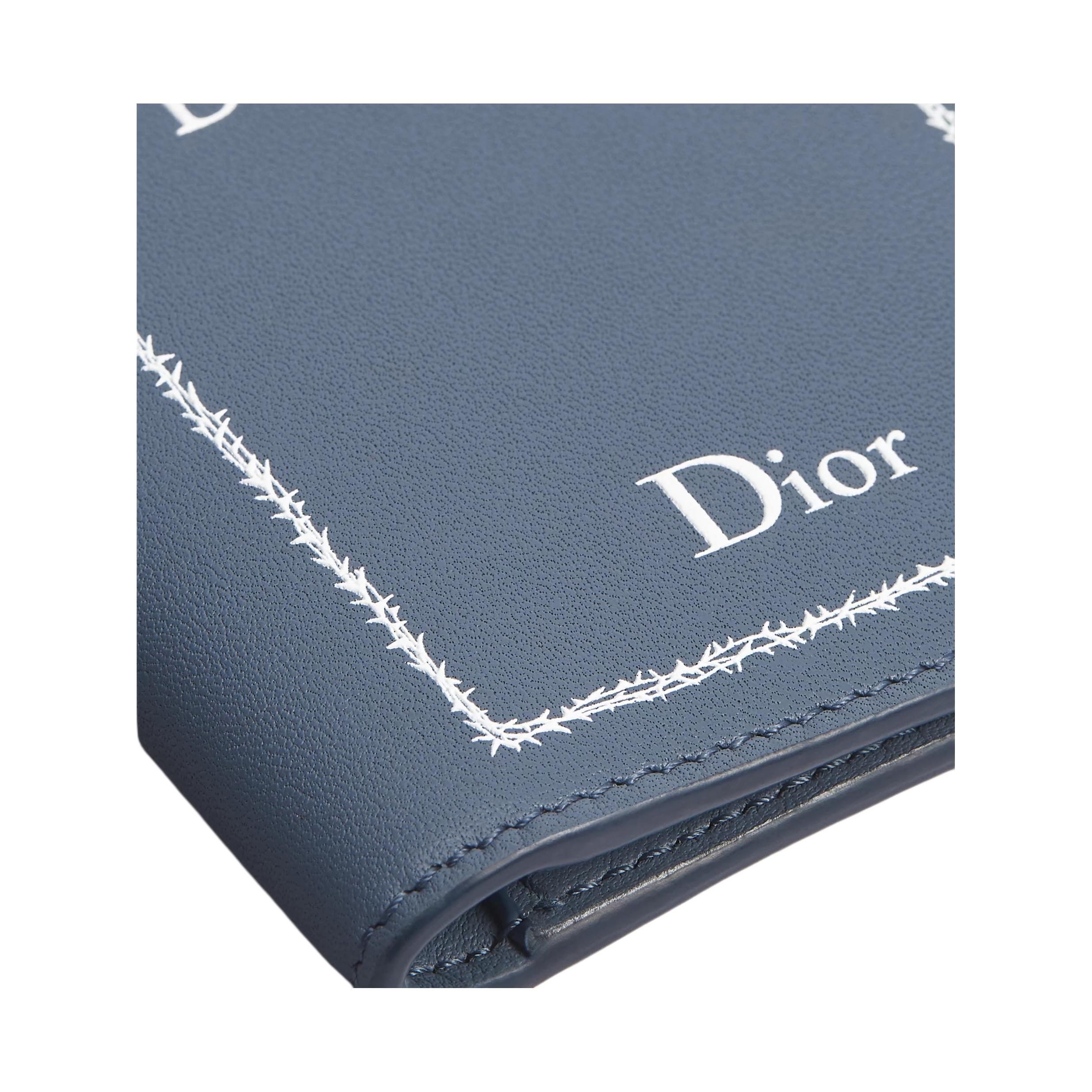 DIOR Кардхолдер из коровьей кожи для мужчин Blue — фото 4