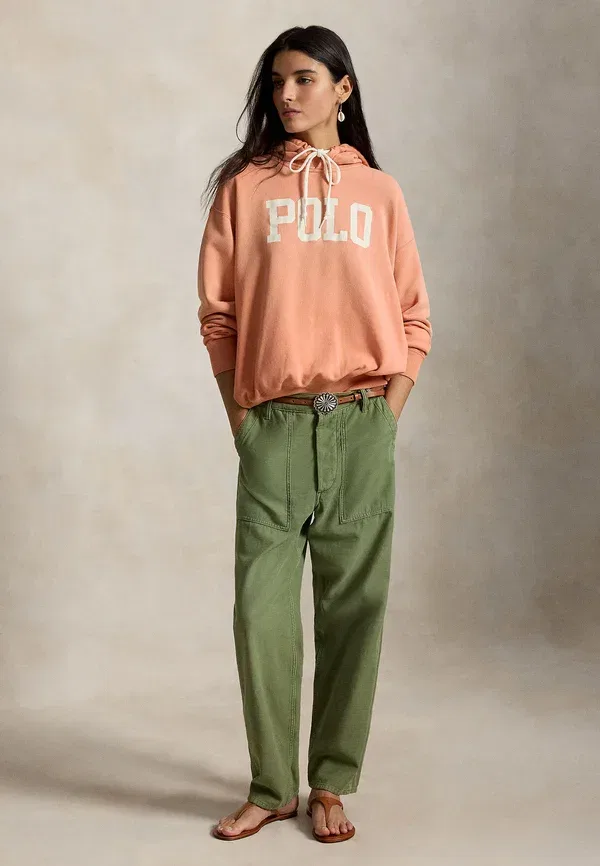 Толстовка с капюшоном Polo Ralph Lauren Logo lightweight fleece hoodie, пастельно-коралловый — фото 4