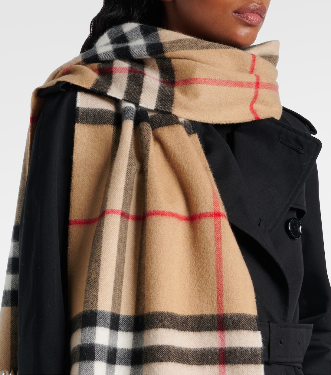 Шарф из кашемира Check Burberry, Archive Beige — фото 3