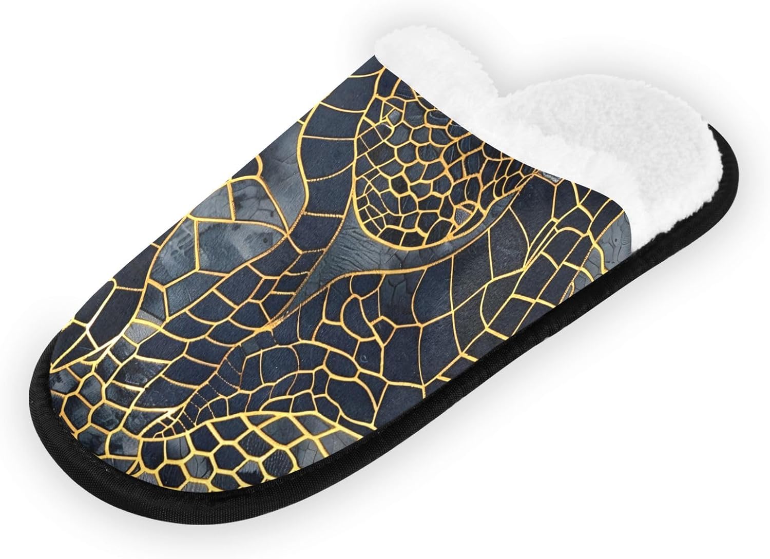 FENOCHE Close Up Snake Skin Gold Plush Slippers for Women Men Warm Comfortable Travel Spa Slipper Nonslip House Shoes, Multicolor — фото 2