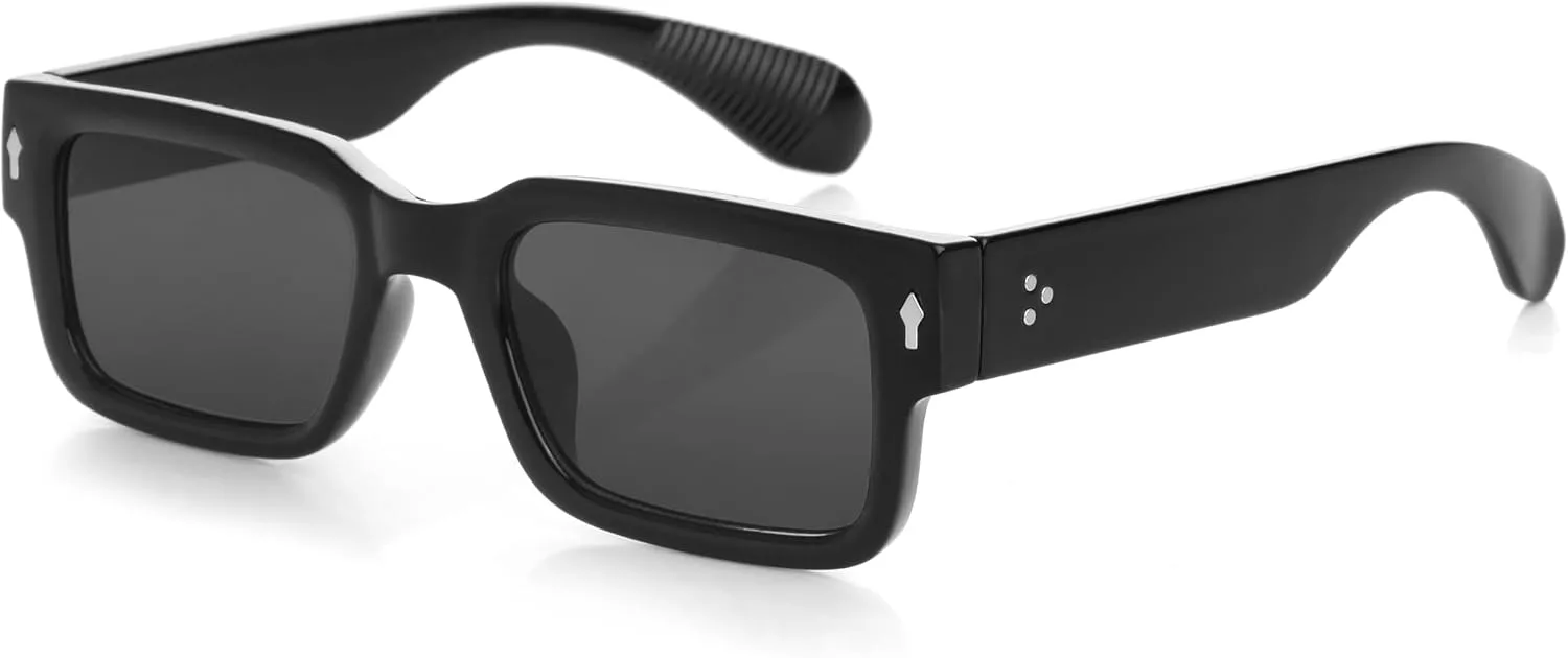

Солнцезащитные очки Kursan Square Thick Frame Black для мужчин и женщин, модные прямоугольные солнцезащитные очки с защитой от УФ-излучения UV400, 01 Black/Black