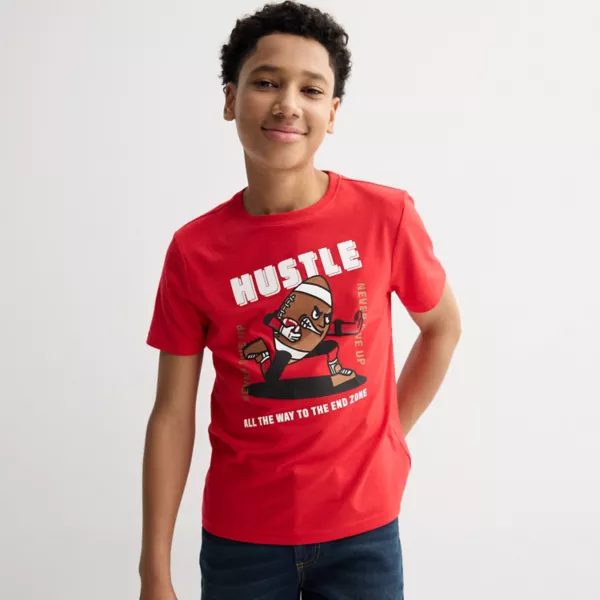 

Футболка с принтом для мальчиков 8-20 лет, обычная и свободная Tek Gear, цвет red football