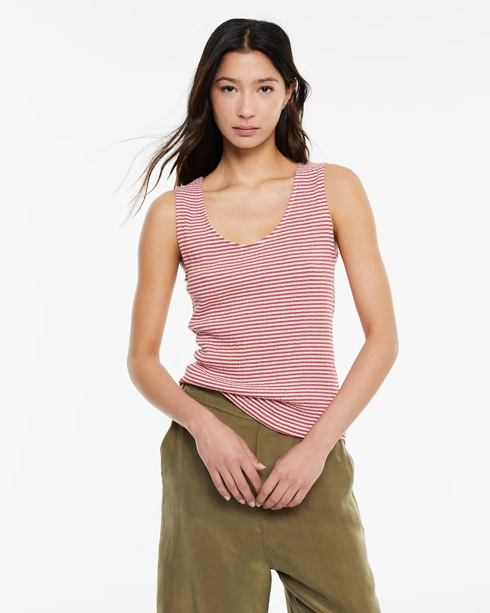 

Женский топ в полоску с круглым вырезом System Action, красный