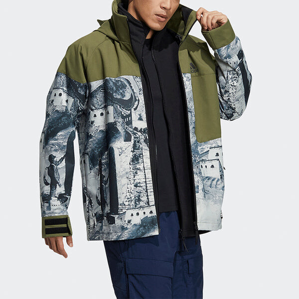 Куртка adidas Zipper Stand Collar Hooded 3 In 1 Long Sleeves Logo Jacket Dark Olive Green, мультиколор — фото 3