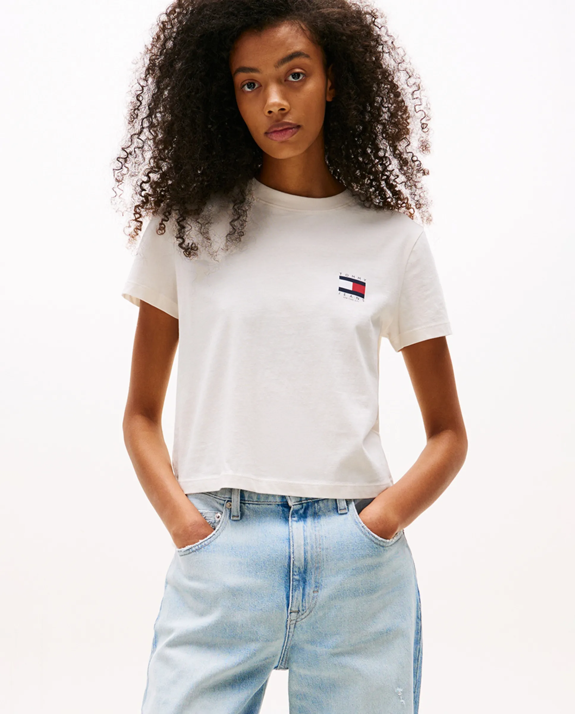 

Женская футболка обычного покроя с принтом на спине Tommy Jeans, пастельно-розовый