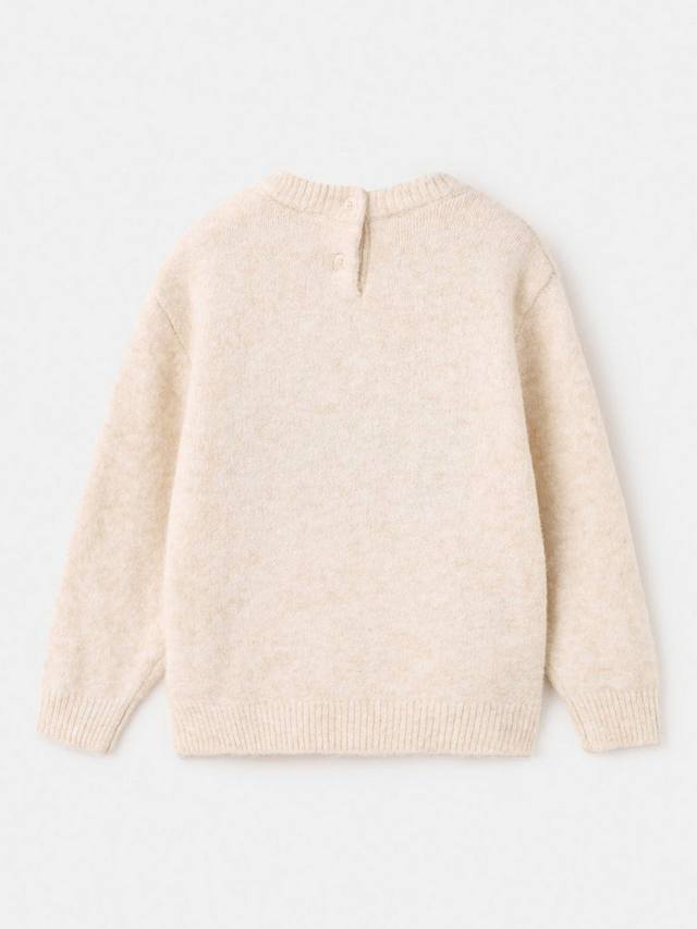 Детский вязаный свитер с круглым вырезом и белочкой Mango, Light Beige — фото 2