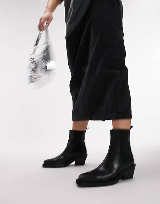 

Черные кожаные ботильоны в стиле вестерн Topshop Wide Fit Maeve, Черный, Черные кожаные ботильоны в стиле вестерн Topshop Wide Fit Maeve