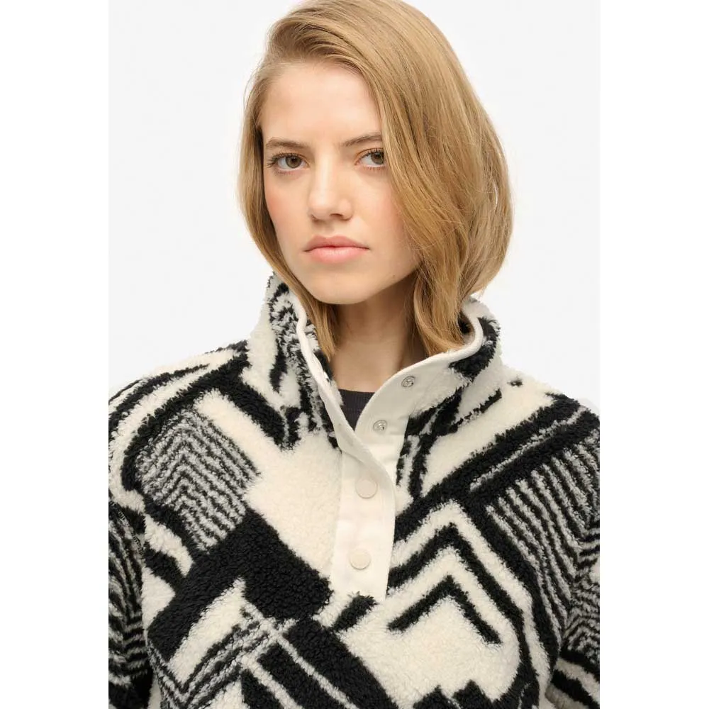 Свитер Superdry Super Soft с принтом и застежкой-молнией до середины груди, белый — фото 4