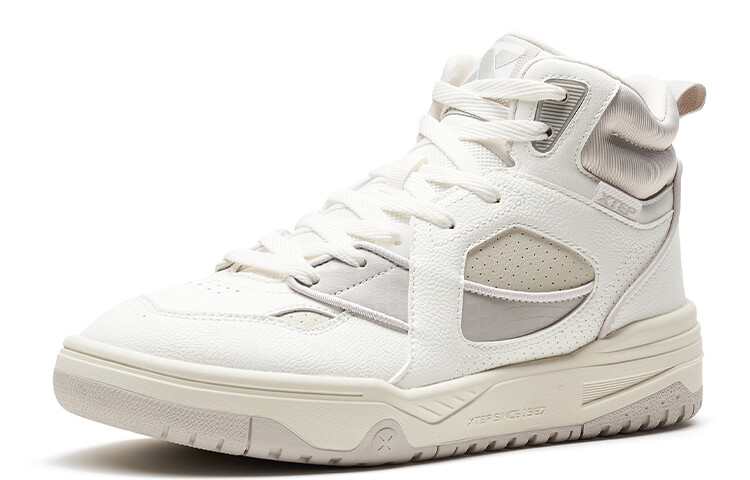 Кроссовки XTEP Skateboarding Shoes Men High-top Sail White / Tea White / Pigeon Gray, белый — фото 2