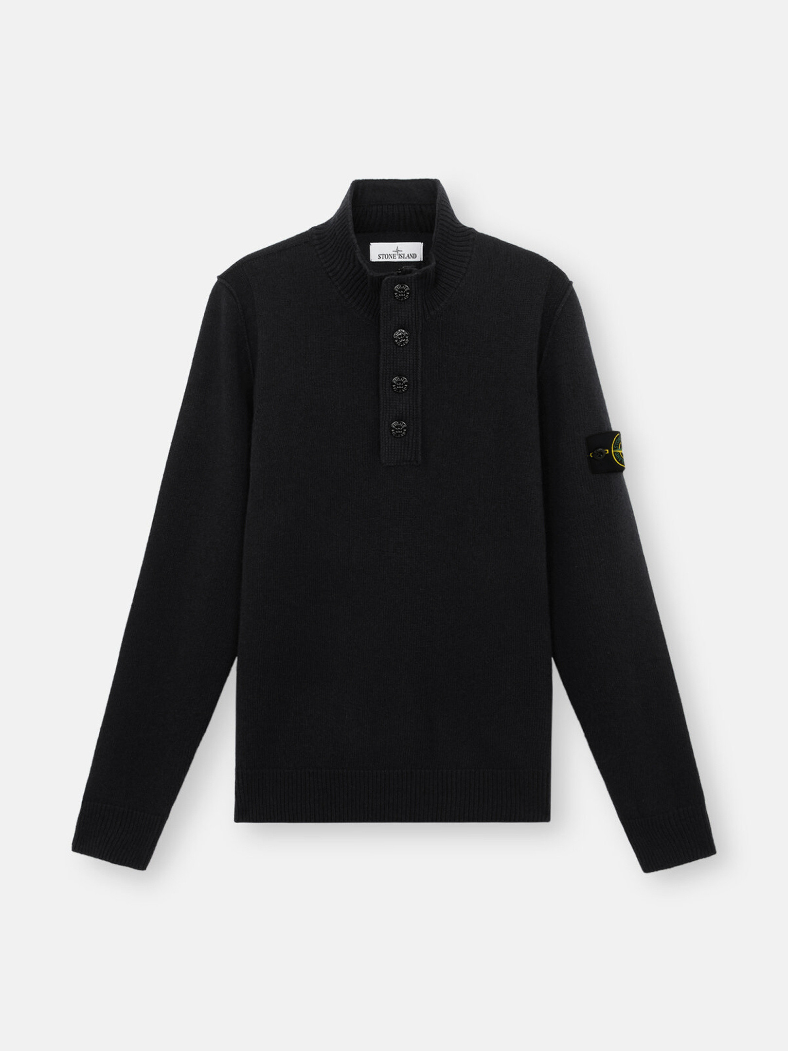 

Свитер с полумолнией и фетровой отделкой Stone Island 5100040 LAMBSWOOL, черный