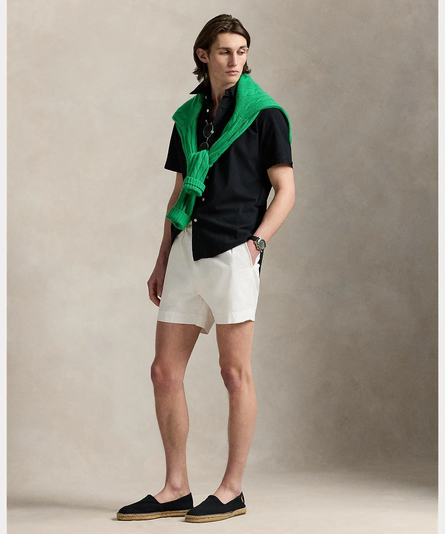 Мужская хлопковая рубашка классического кроя POLO RALPH LAUREN чёрная — фото 3