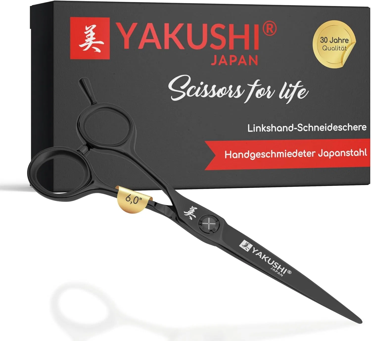 Парикмахерские ножницы YAKUSHI Black Vale для левшей 6.0 дюймов Yakushi