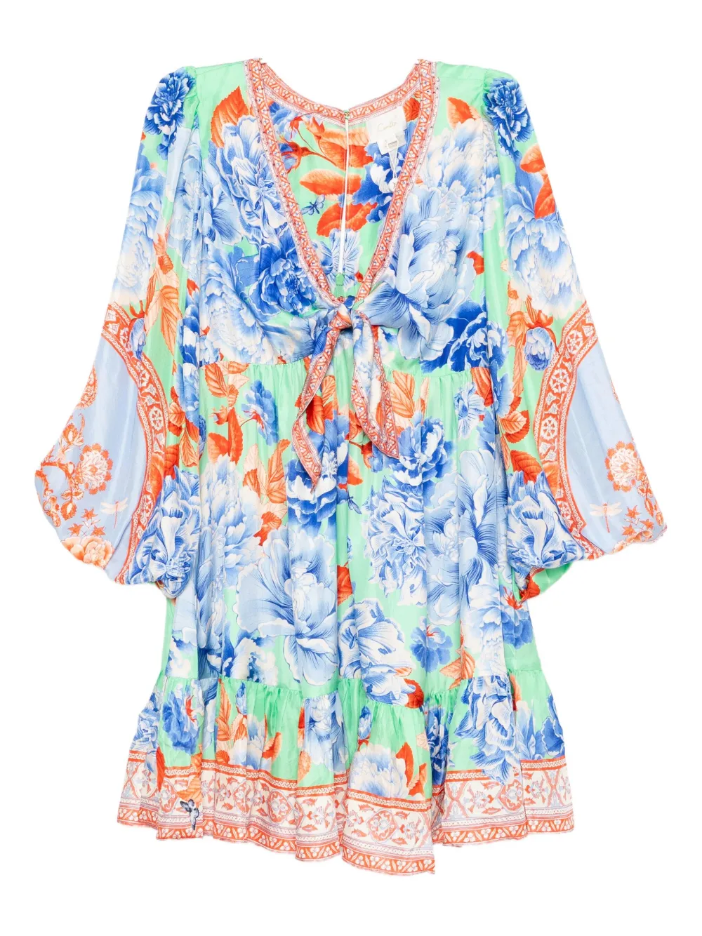 

Короткое платье-блузон с завязкой спереди Camilla, зеленый