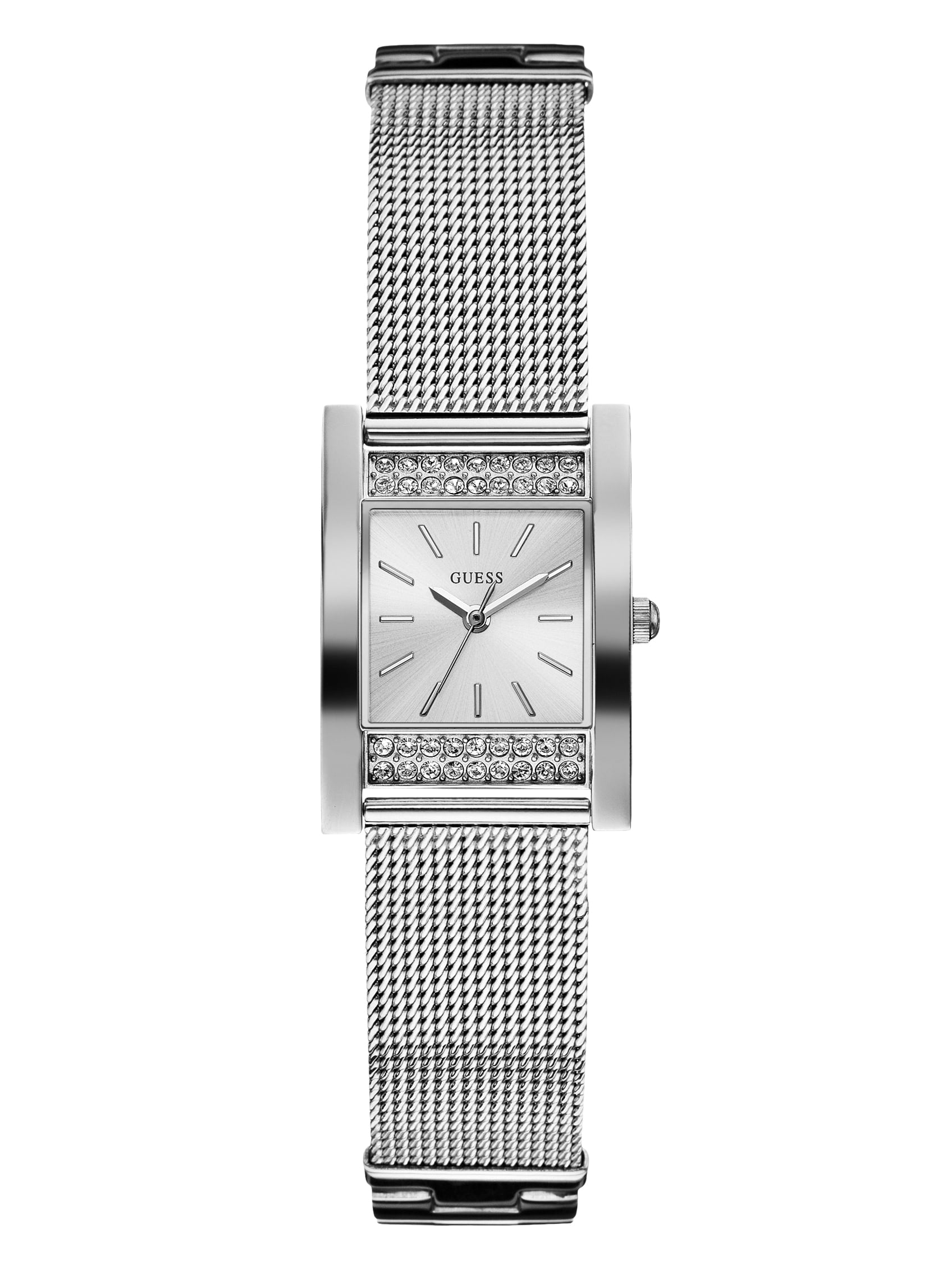 

Аналоговые часы с серебристой сеткой Guess Factory, цвет multi