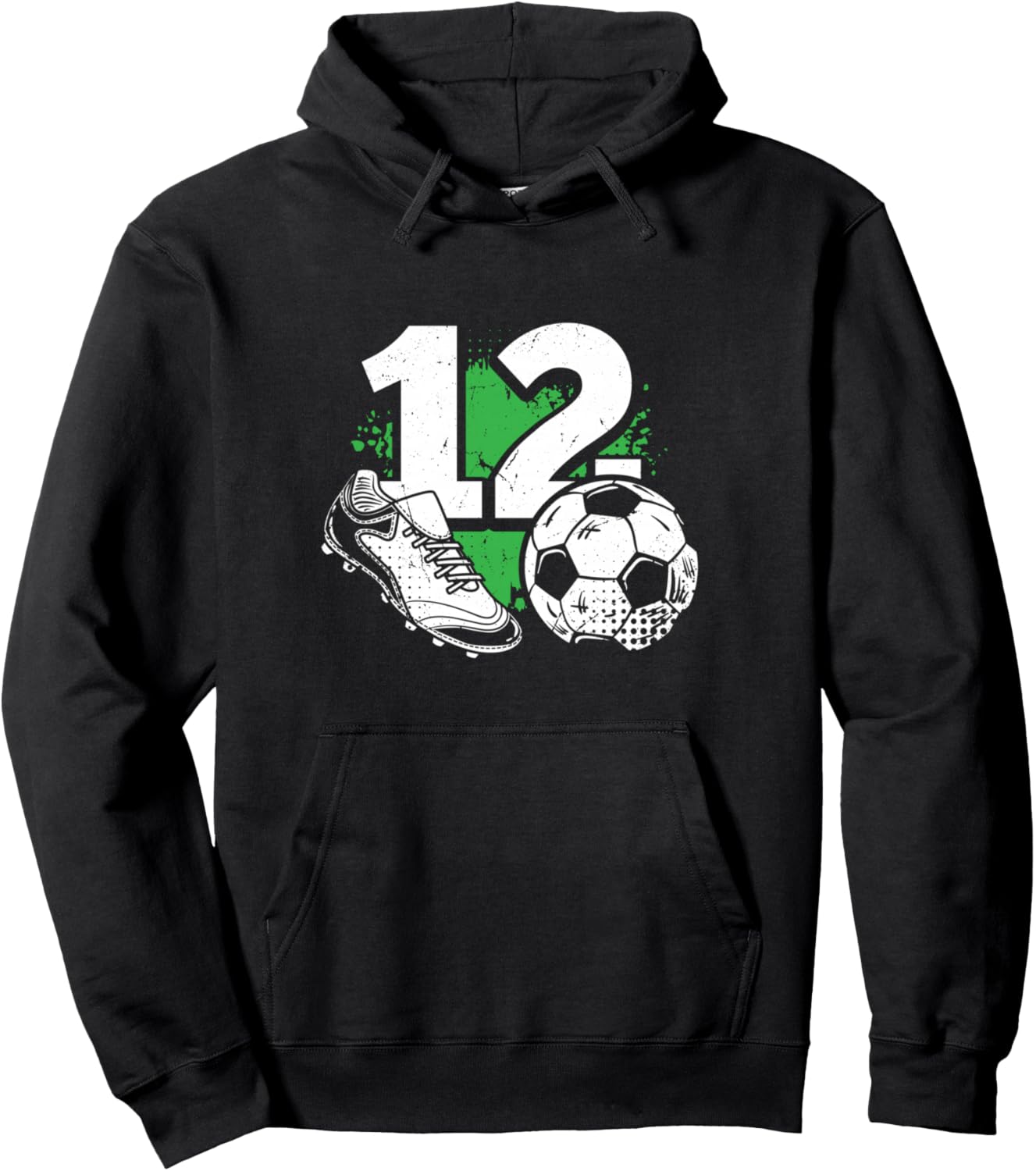 

Худи для мальчика на 12-летие, футболиста 12 Year Old Birthday Apparel Soccer Boy B-Day, черный