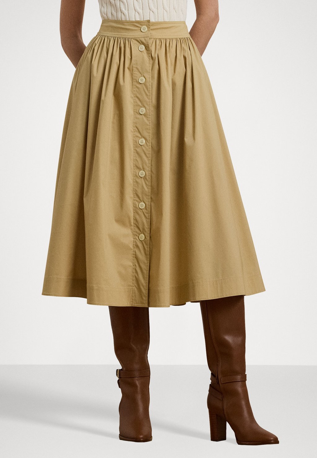 

Юбка А-силуэта SILKY STRTCH COTTON SKIRT Lauren Ralph Lauren, песочный