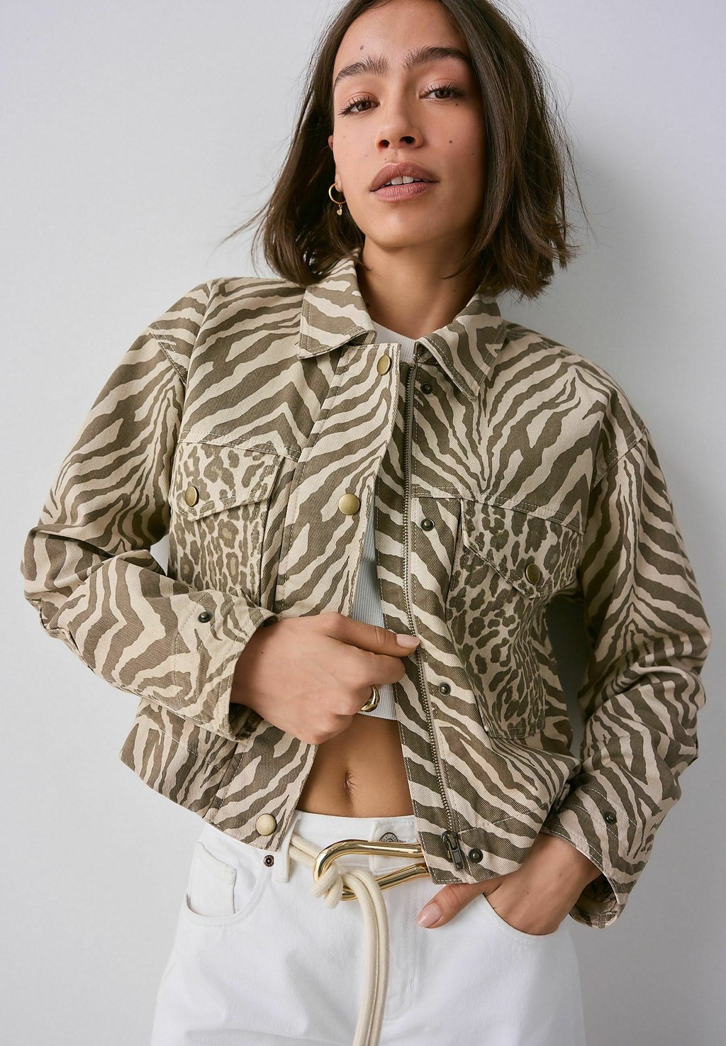 

Джинсовая куртка REGULAR FIT -CROPPED Next, бежевый
