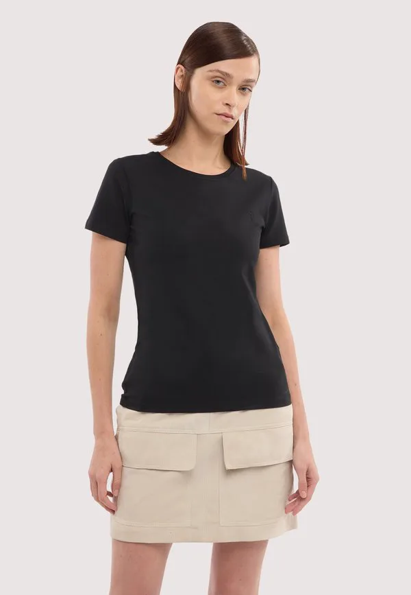 

Облегающая базовая футболка с камуфляжным рисунком. Trussardi, Nero, Хаки, Облегающая базовая футболка с камуфляжным рисунком. Trussardi, Nero