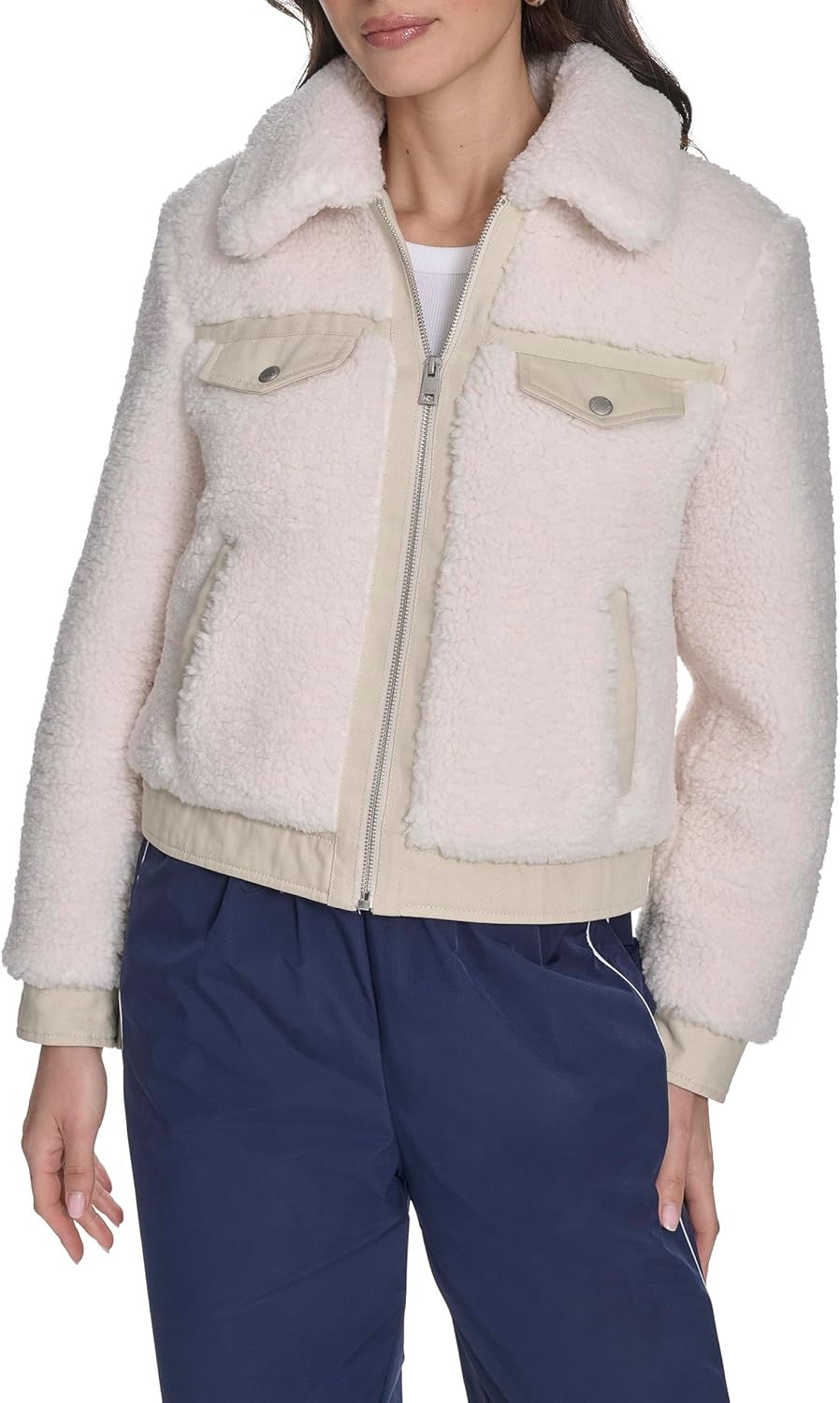 

Levi's Женская куртка-бомбер на шерпе с стёганой подкладкой, Cream