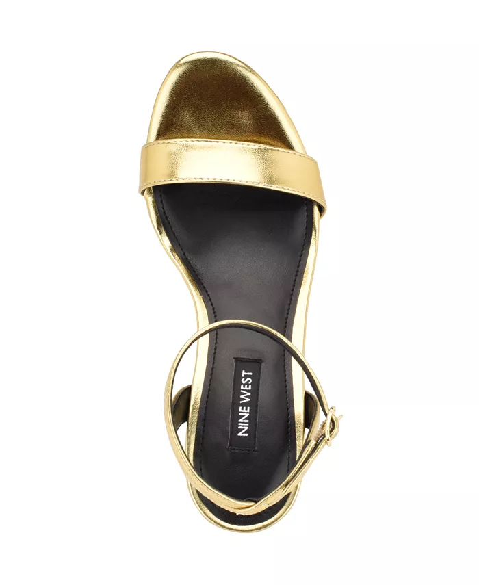 Женские босоножки на шпильке Anny с ремешком на щиколотке Nine West, золотой — фото 4