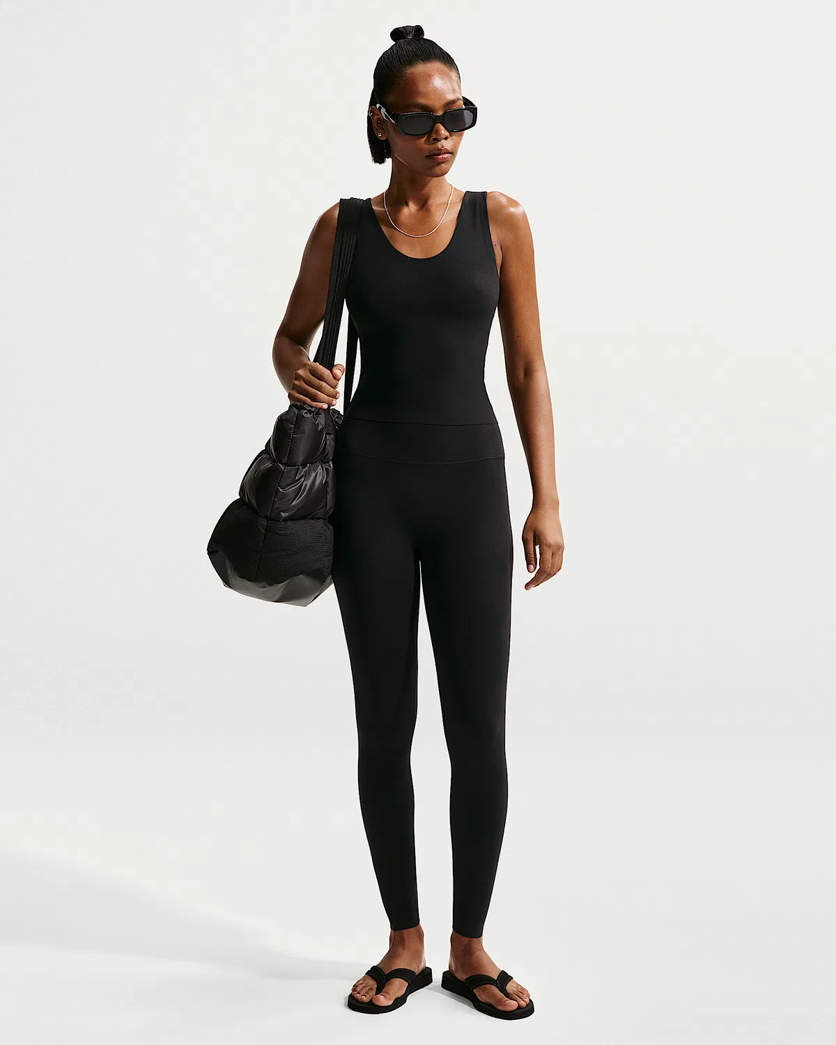 Женские леггинсы Nike Zenvy с высокой талией, полной длиной, без переднего шва, Black/Cool Grey
