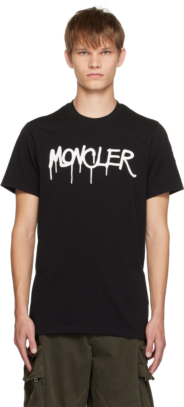 

Moncler Черная футболка с принтом, Черный, Moncler Черная футболка с принтом