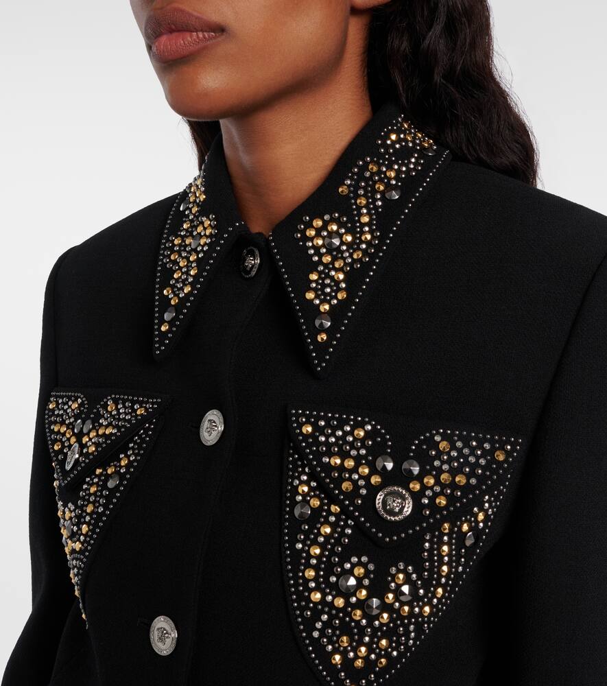 Куртка из смесовой шерсти со стёгаными деталями Versace, Black — фото 4